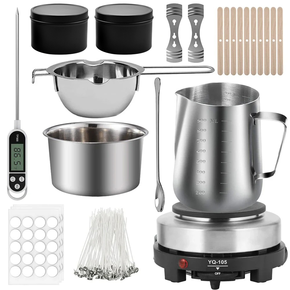 Candle Making Supplies - Glintmos DIY Kerzenherstellungsset mit Heizplatte, Kerzenherstellungszubehör
