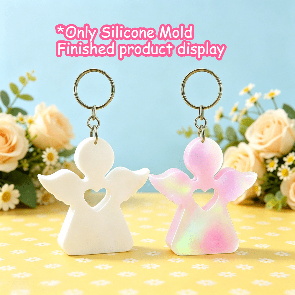 Candle Making Equipment - Hohle Kleine Engel Silikon-Gießform 3D-Herzdesign DIY